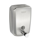 Дозатор жидкого мыла настенный, металлический, с глазком, из нержавеющей стали марки 201, на 800 мл, сатин 644