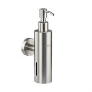 Дозатор для жидкого мыла настенный, антивандальный, 250 мл, цилиндрический корпус, из нержавеющей стали SUS 304, цвет САТИН. 22088