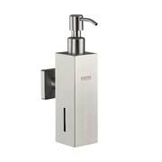 Дозатор для жидкого мыла настенный, антивандальный, 250 мл, квадратный корпус, из нержавеющей стали SUS 304, цвет САТИН. 22077