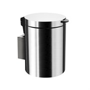 Ведро из нержавеющей стали, настенное, круглое, 5 литров, крышка микролифт, цвет ХРОМ. 10105