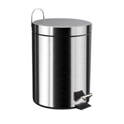 Ведро из нержавеющей стали, с педалью, круглое, 5 литров, крышка микролифт, цвет ХРОМ. 105-Р