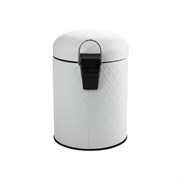 Ведро из нержавеющей стали, с педалью, круглое, 5 литров, с орнаментом, цвет БЕЛЫЙ. 1505