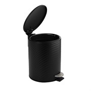 Ведро из нержавеющей стали, с педалью, круглое, 5 литров, плоская крышка, винтообразное, цвет ЧЁРНЫЙ. 7055