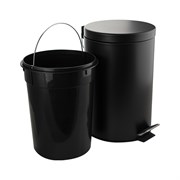 Ведро из нержавеющей стали, с педалью, круглое, 20 литров, крышка микролифт, цвет ЧЁРНЫЙ. 2420