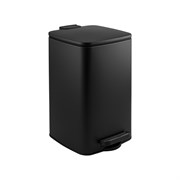 Ведро из нержавеющей стали, с педалью, квадратное, 8 литров, крышка микролифт, цвет ЧЁРНЫЙ. 10828