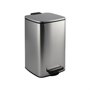 Ведро из нержавеющей стали, с педалью, квадратное, 8 литров, крышка микролифт, цвет САТИН. 10808