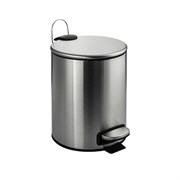 Ведро из нержавеющей стали, с педалью, круглое, 5 литров, плоская крышка микролифт, цвет САТИН. 10500