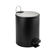Ведро из нержавеющей стали, с педалью, круглое, 5 литров, плоская крышка микролифт, цвет ЧЁРНЫЙ. 10501