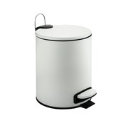 Ведро из нержавеющей стали, с педалью, круглое, 5 литров, плоская крышка микролифт, цвет БЕЛЫЙ. 10502