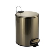 Ведро из нержавеющей стали, с педалью, круглое, 5 литров, плоская крышка микролифт, цвет БРОНЗА. 10503