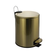 Ведро из нержавеющей стали, с педалью, круглое, 5 литров, плоская крышка микролифт, цвет МАТОВОЕ ЗОЛОТО. 10504