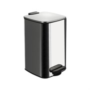 Ведро из нержавеющей стали, с педалью, квадратное, 8 литров, крышка микролифт, цвет ХРОМ. 10838