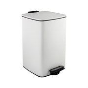 Ведро из нержавеющей стали, с педалью, квадратное, 16 литров, крышка микролифт, цвет БЕЛЫЙ. 10816-V