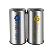 Урна для РАЗДЕЛЬНОГО сбора мусора, 2 СЕКЦИИ, из нержавеющей стали SUS 410, на 100 л, толщина 0,7 мм, цвет САТИН. 2115