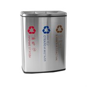 Урна для РАЗДЕЛЬНОГО сбора мусора, 3 СЕКЦИИ, прямоугольная, из нержавеющей стали марки SUS 410, на 140 л, толщина 0,8 мм, цвет САТИН. 2113