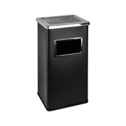 Урна с пепельницей прямоугольная, из нержавеющей стали SUS 410, Ш-30см, В-61см, Г-24см, 40л, с пластиковым ведром 15л, цвет ЧЁРНЫЙ. 2019