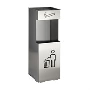 Урна с пепельницей 24 литра, из нержавеющей стали, цвет САТИН. 2025