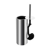 Ёрш для унитаза напольный, круглый, ПРЕМИУМ, с ИЗОГНУТЫМ ЁРШИКОМ, БЕЗШОВНЫЙ, из нержавеющей полированной стали 201 1007