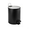 Ведро из нержавеющей стали, с педалью, круглое, 5 литров, плоская крышка микролифт, цвет ЧЁРНЫЙ. 10501