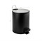 Ведро из нержавеющей стали, с педалью, круглое, 5 литров, плоская крышка микролифт, цвет ЧЁРНЫЙ. 10501