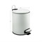 Ведро из нержавеющей стали, с педалью, круглое, 5 литров, плоская крышка микролифт, цвет БЕЛЫЙ. 10502